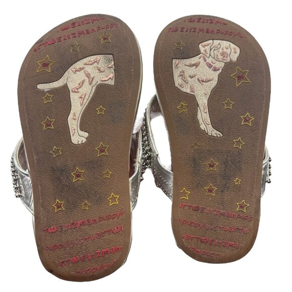 Stuart Weitzman Crystal Embellished Thong Sandal Flip Flop 8 Bling Glam Metallic - Picture 6 of 8